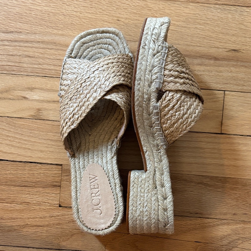 NWOT J. Crew Natural Braided Espadrille Mules